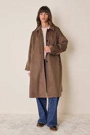 Cashmere coat with coated lining