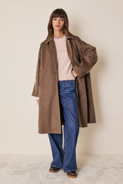 Cashmere coat with coated lining