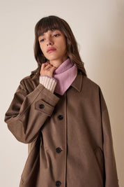 Cashmere coat with coated lining