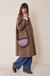Cashmere coat with coated lining