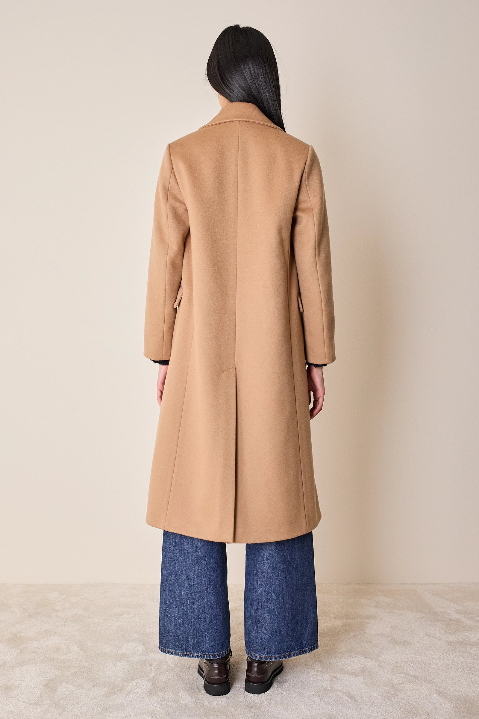 Cappotto lungo doppiopetto in lana e cashmere