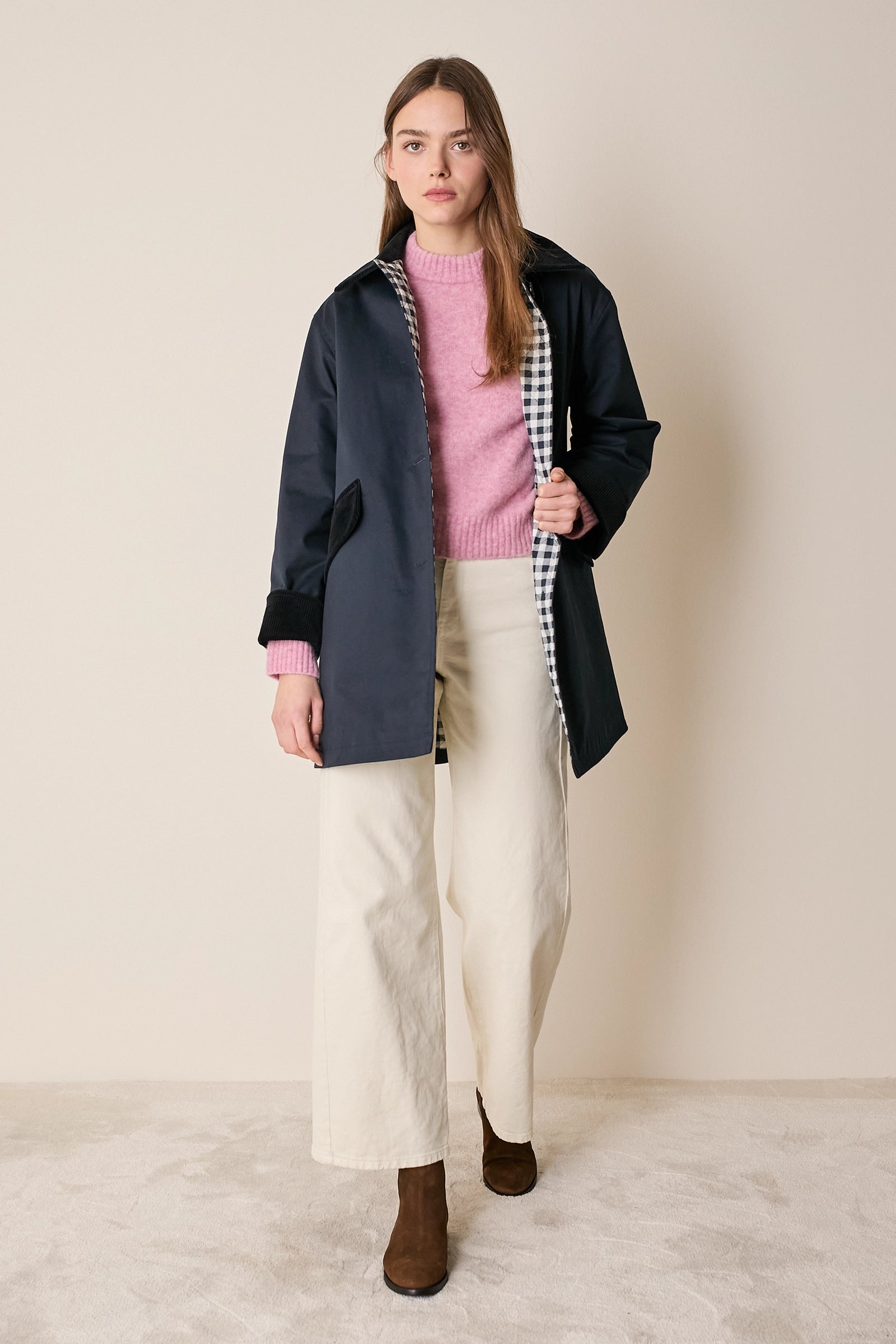 Giacca imbottita con colletto in velluto