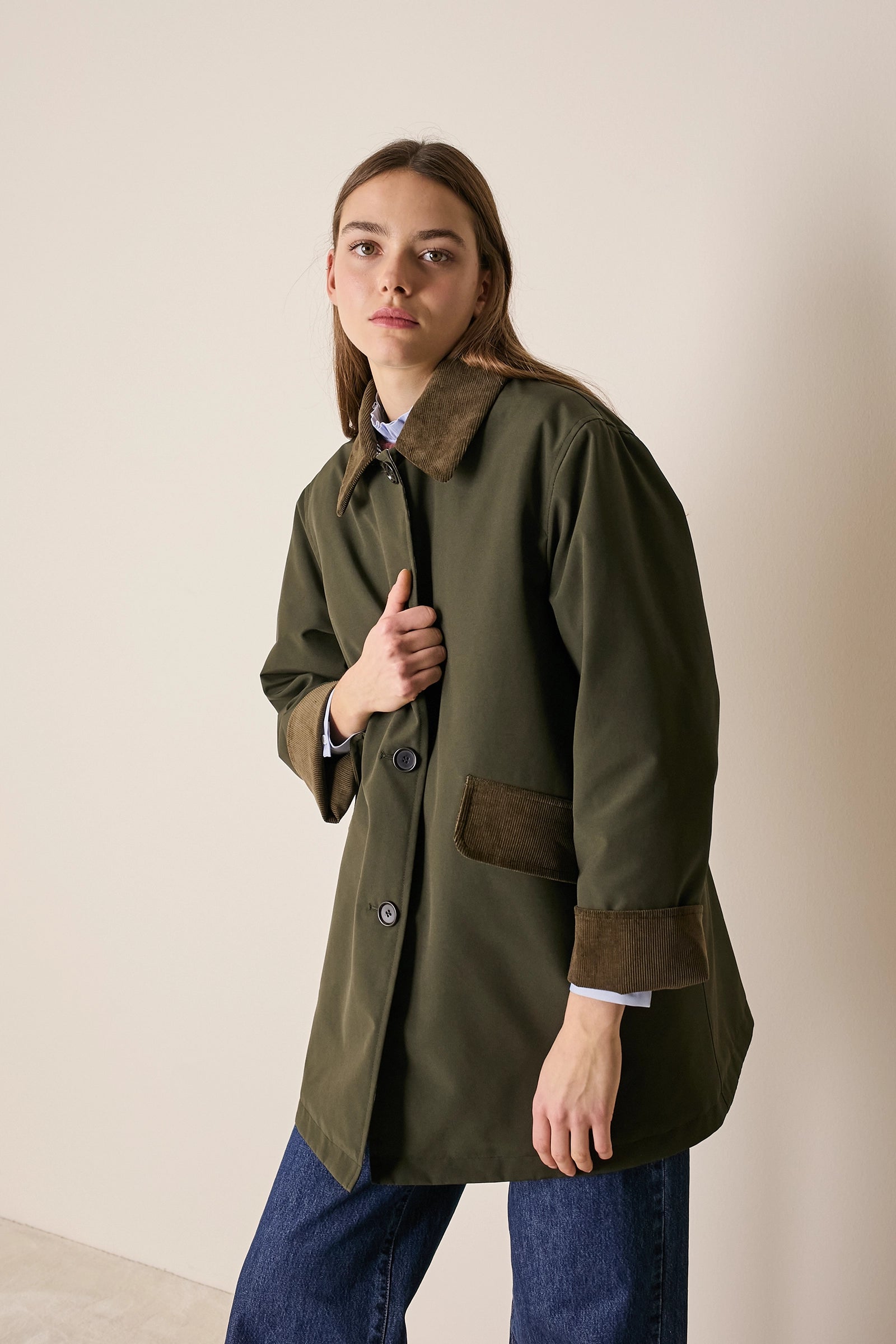 Giacca imbottita con colletto in velluto