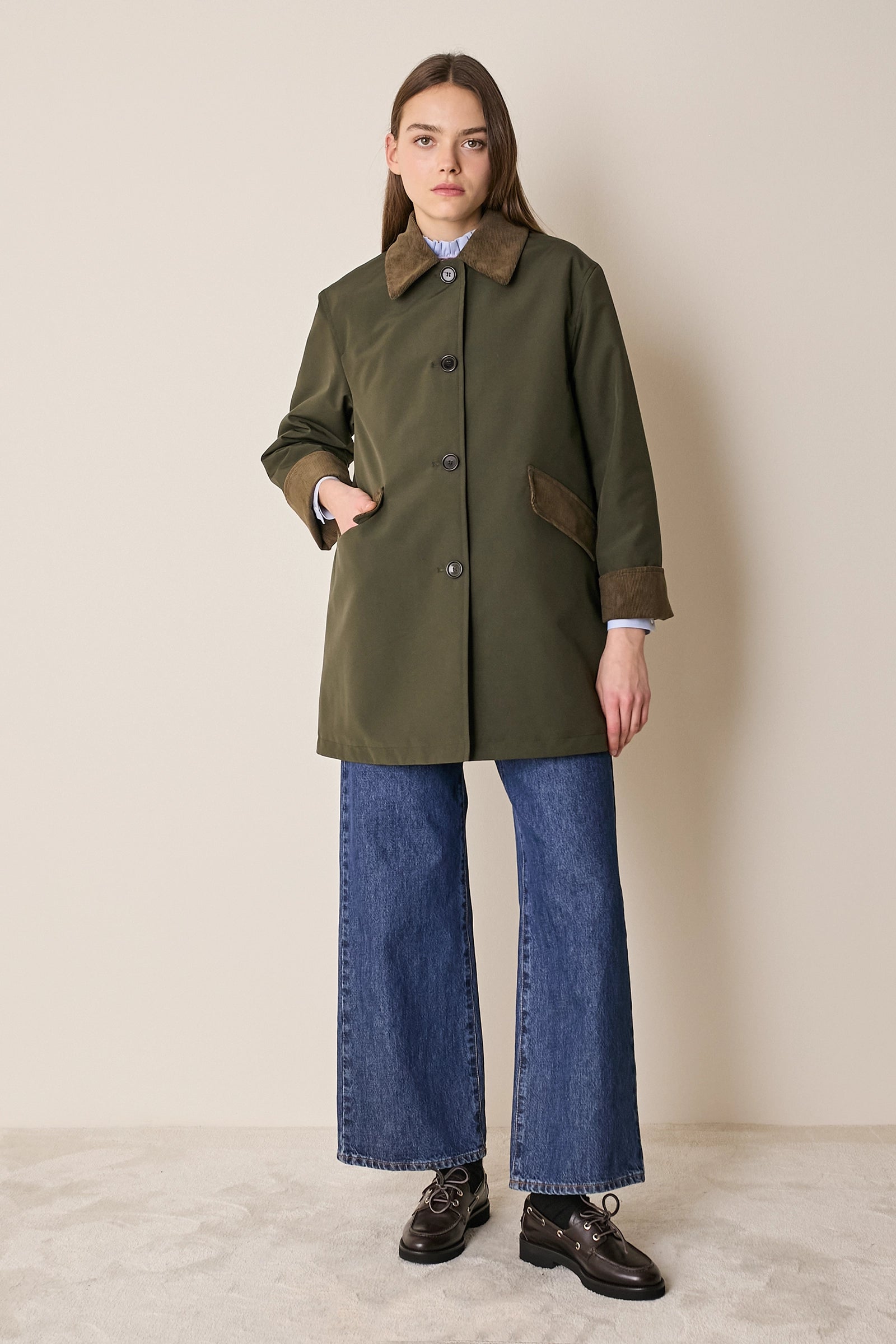 Giacca imbottita con colletto in velluto