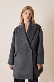 Cappotto doppiopetto in lana e angora