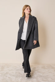 Cappotto doppiopetto in lana e angora