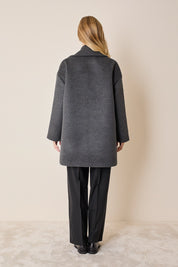 Cappotto doppiopetto in lana e angora