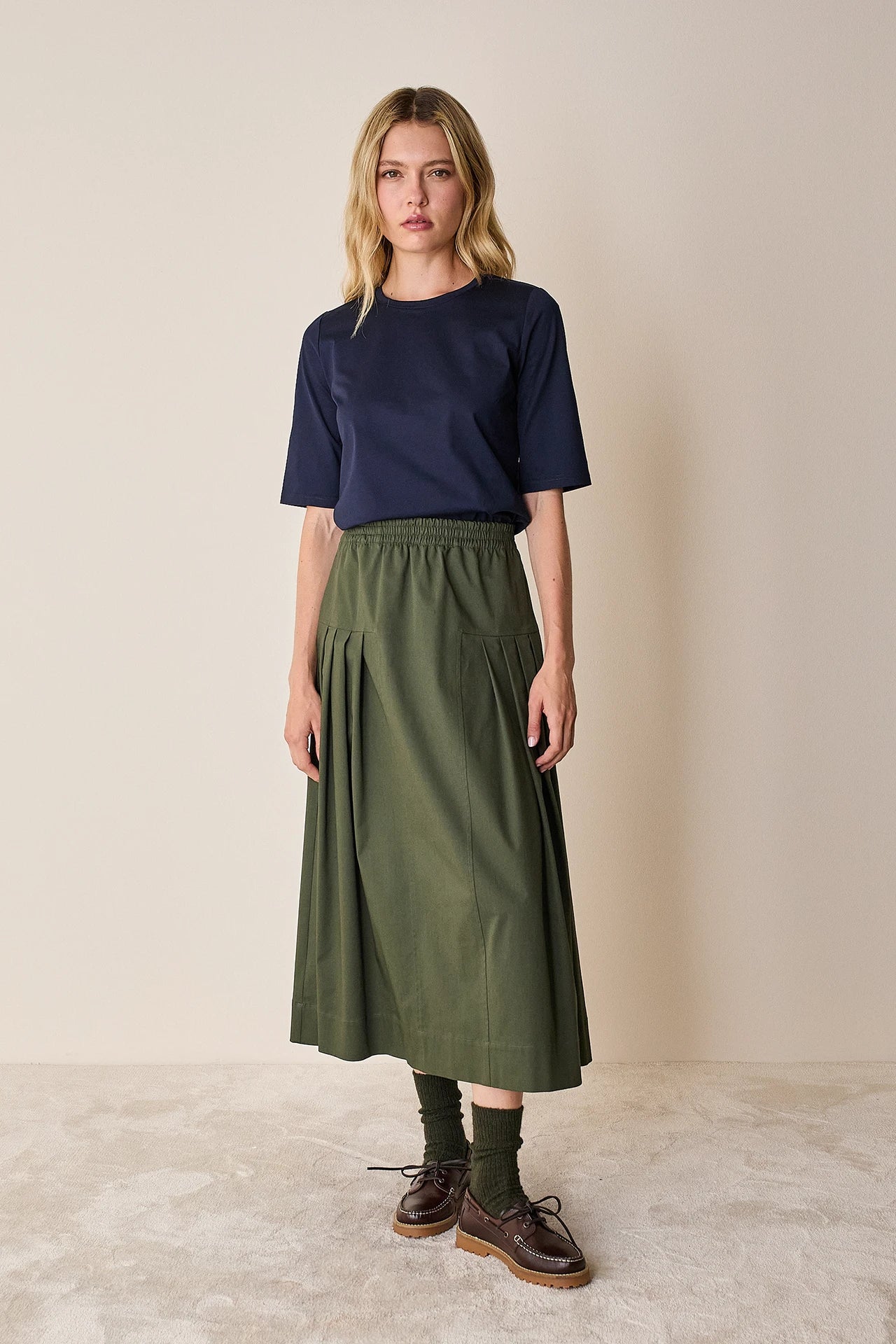 Midi skirt with pleated details