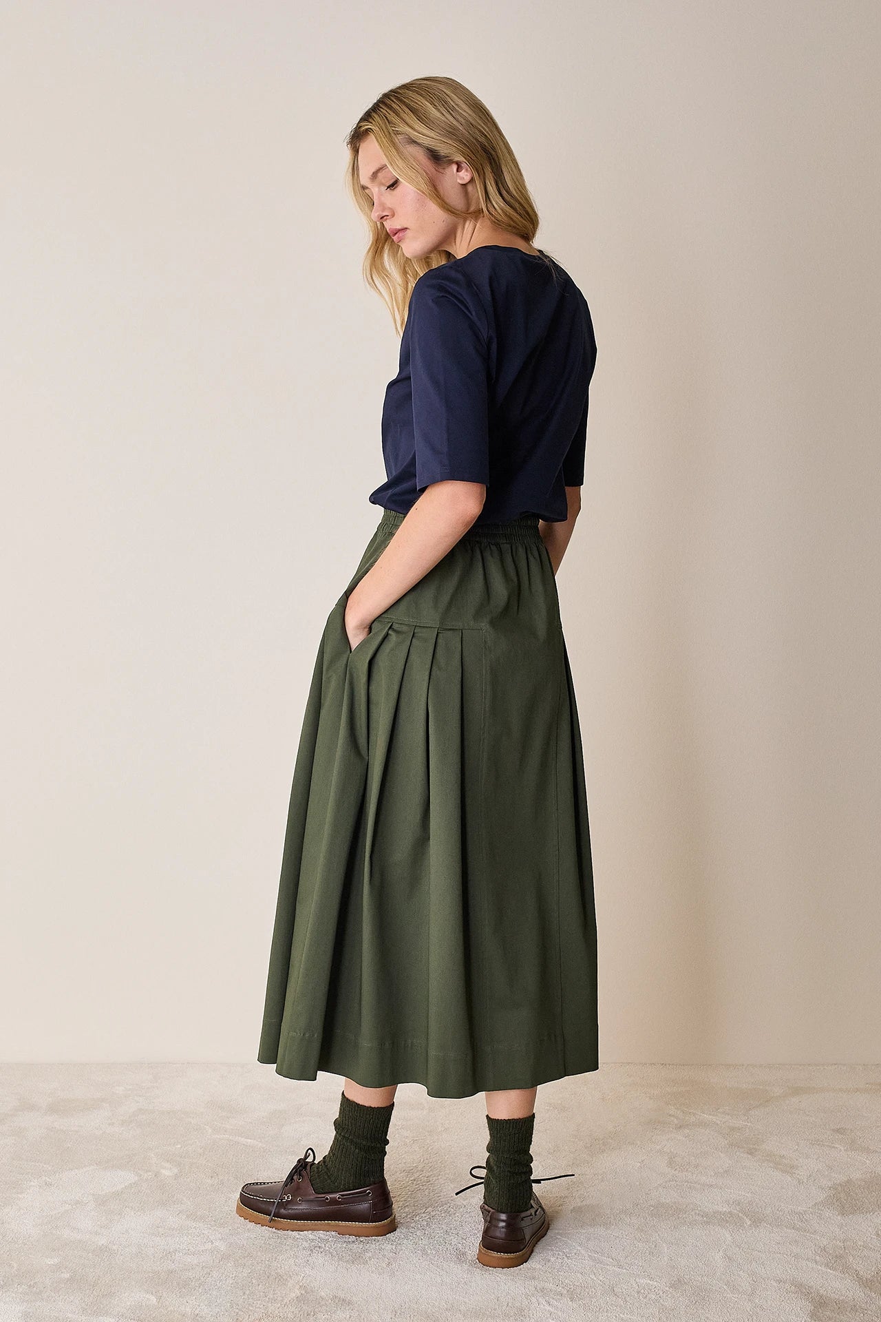 Midi skirt with pleated details