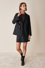 Gonna in lana e cashmere con pieghe a cannoncino