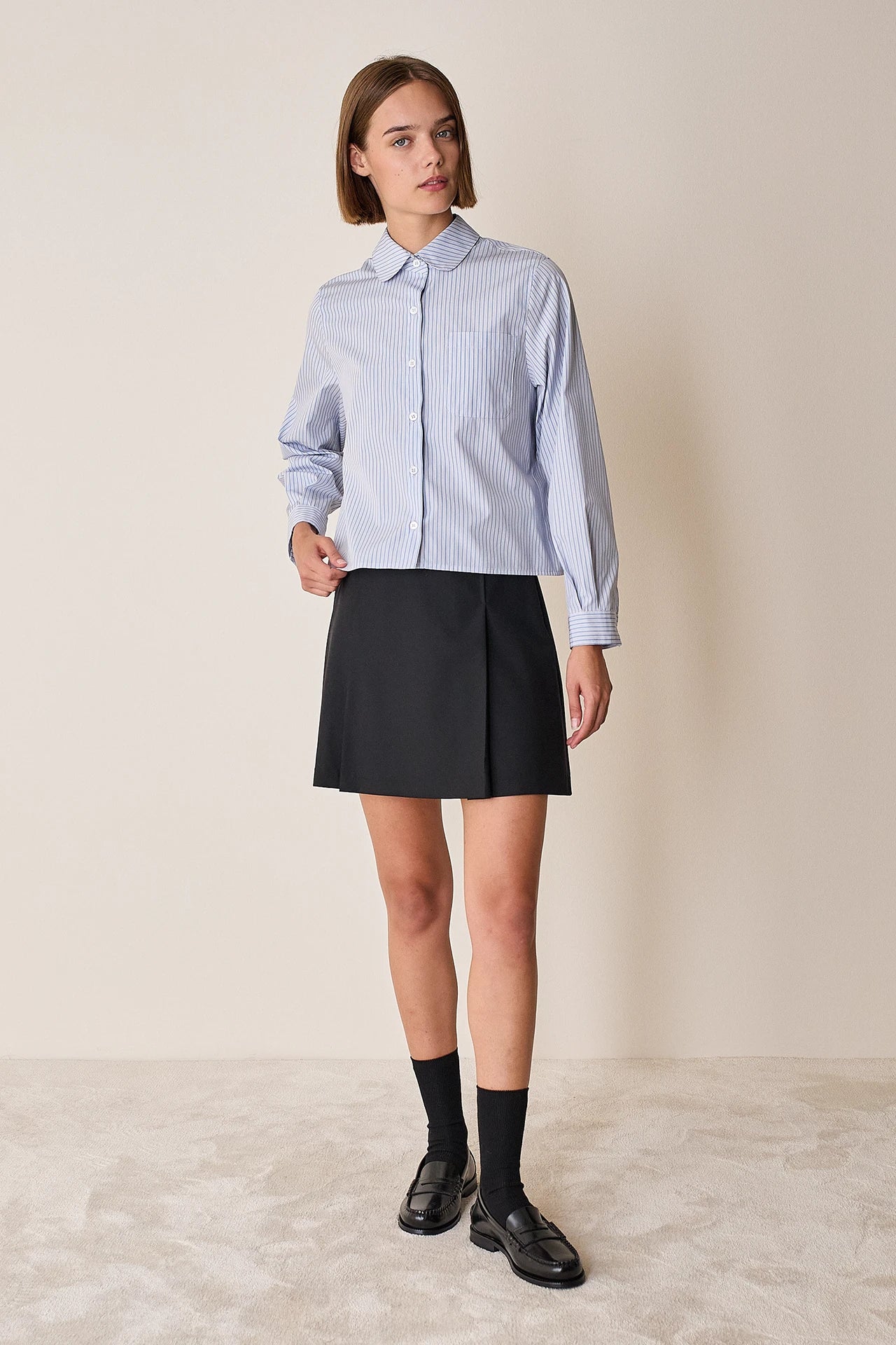 Gonna in lana con pieghe a cannoncino