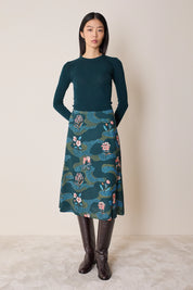 Gonna a fiori in seta elasticizzata