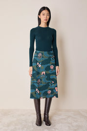 Gonna a fiori in seta elasticizzata