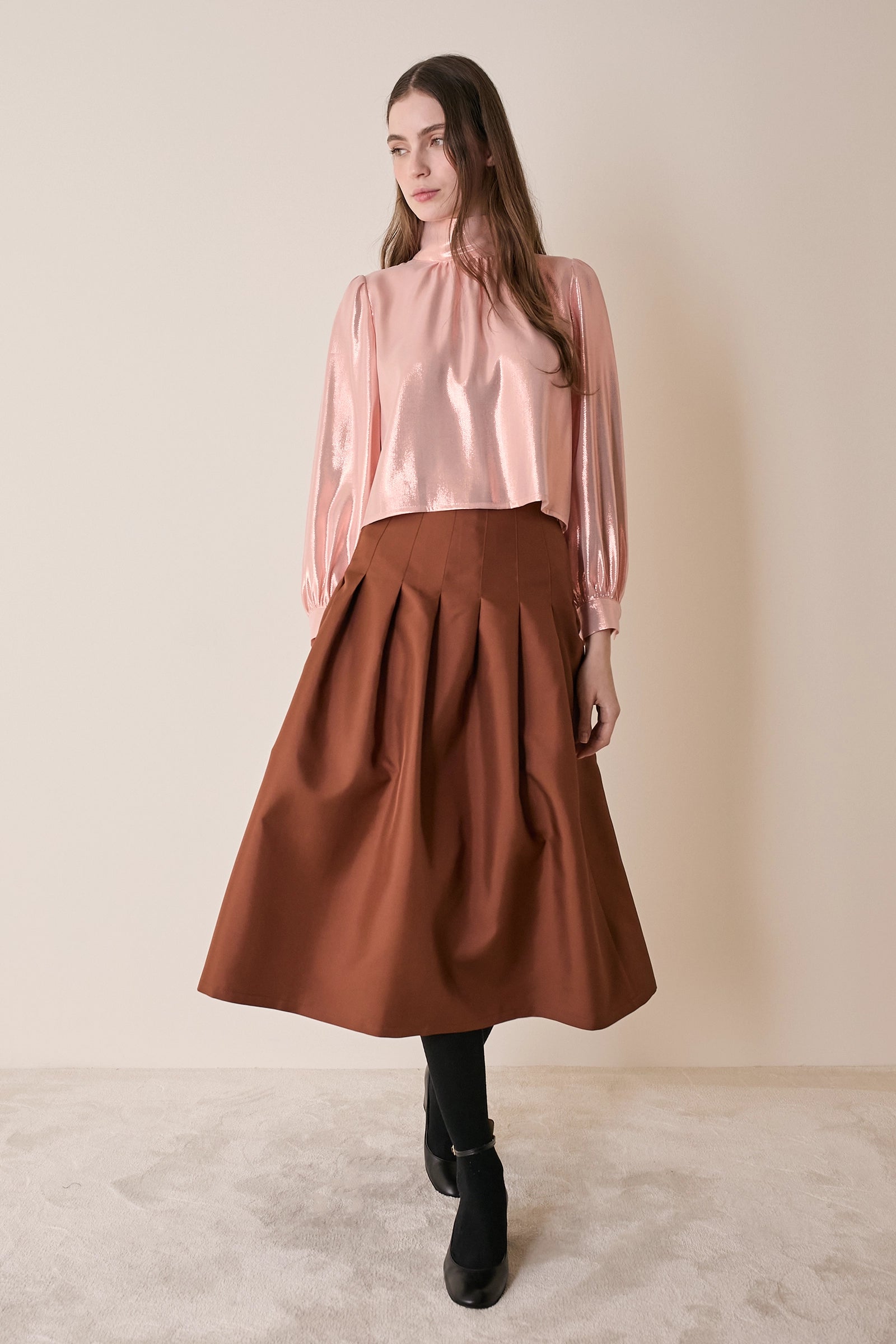 Gonna a pieghe in seta