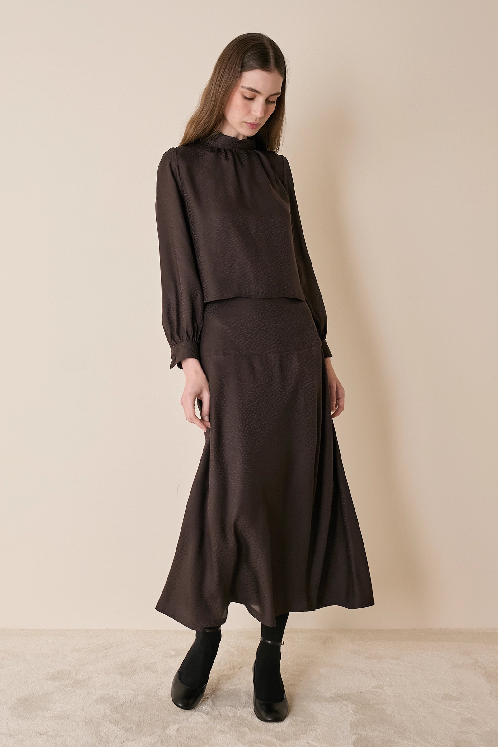 Gonna lunga in blend di seta