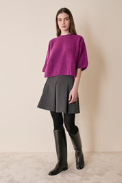 Stretch wool pleated skirt