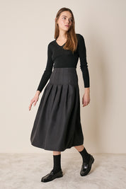 Gonna a pieghe in blend di seta