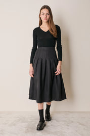 Gonna a pieghe in blend di seta