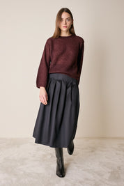 Gonna a pieghe in blend di seta