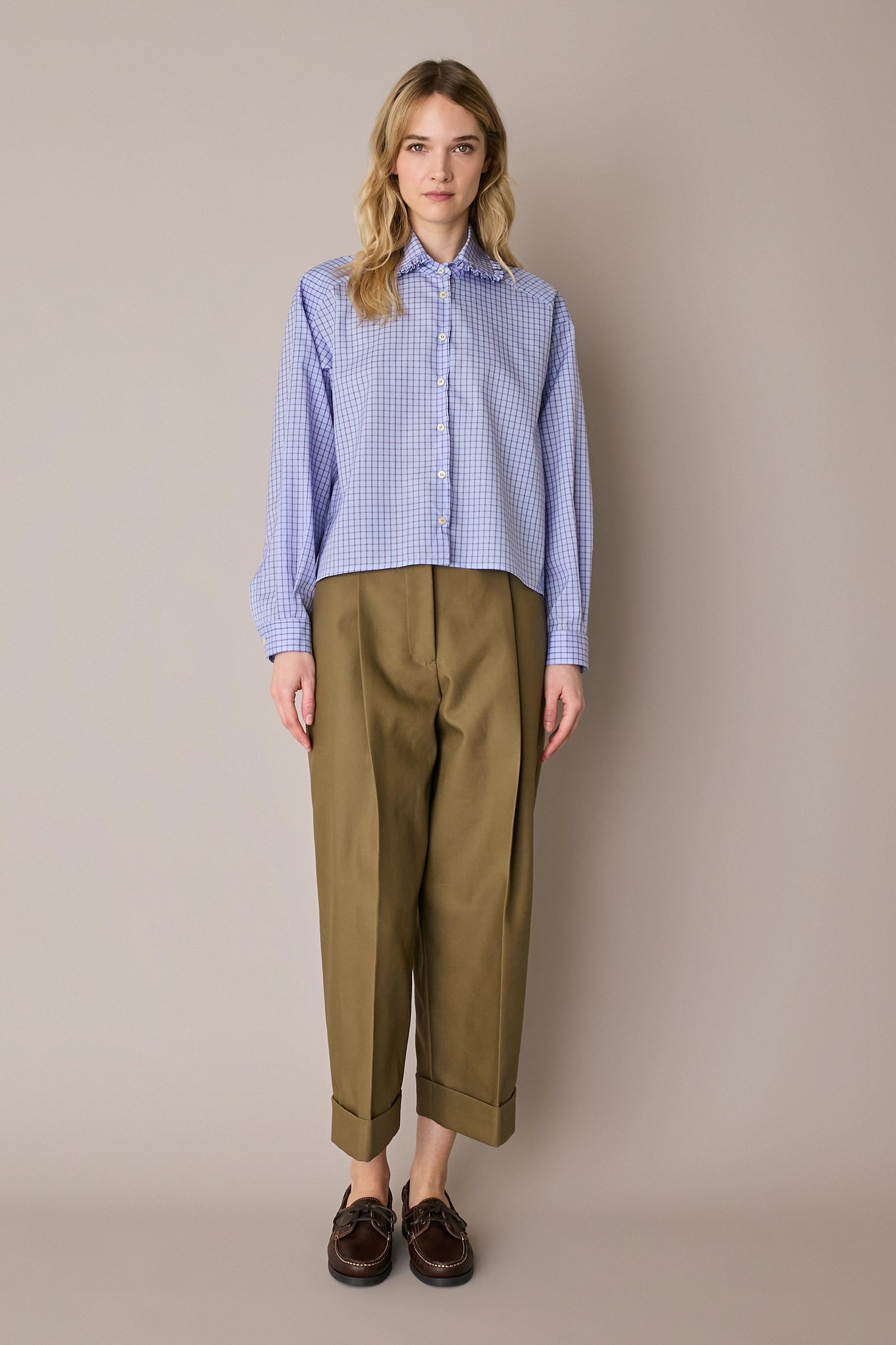 Camicia boxy con colletto volant