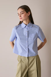 Camicia boxy in cotone con colletto stondato