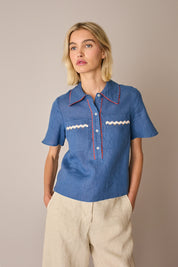 Embroidered chicken polo shirt