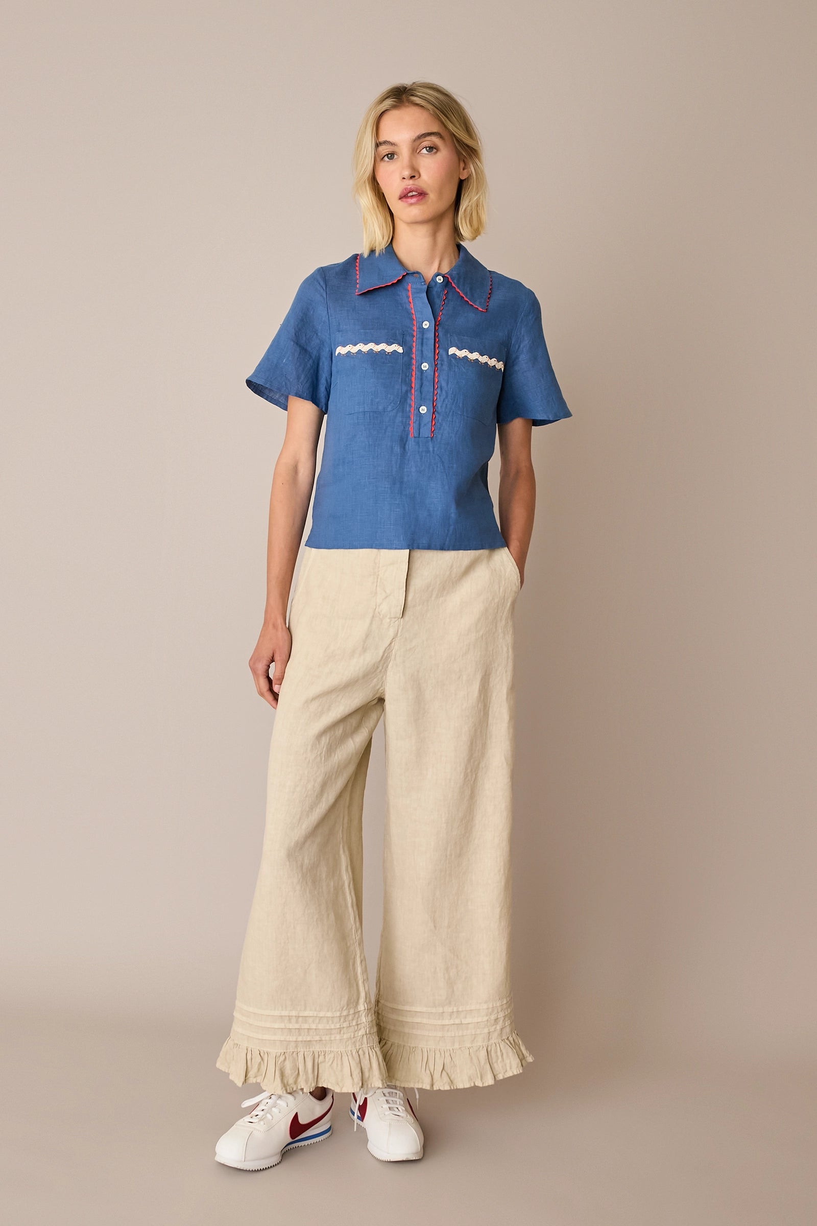 Embroidered chicken polo shirt