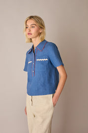Embroidered chicken polo shirt