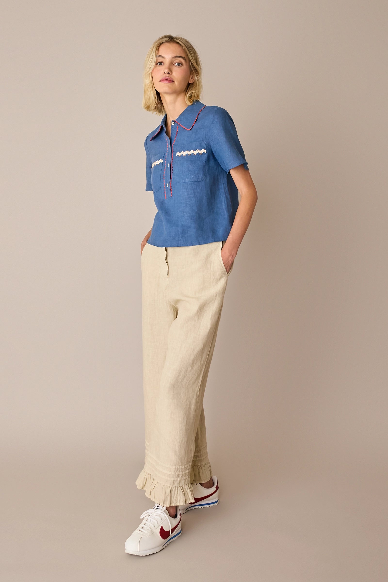 Embroidered chicken polo shirt