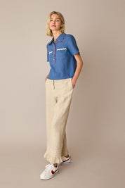 Embroidered chicken polo shirt