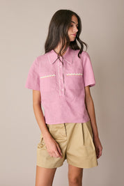 Embroidered chicken polo shirt