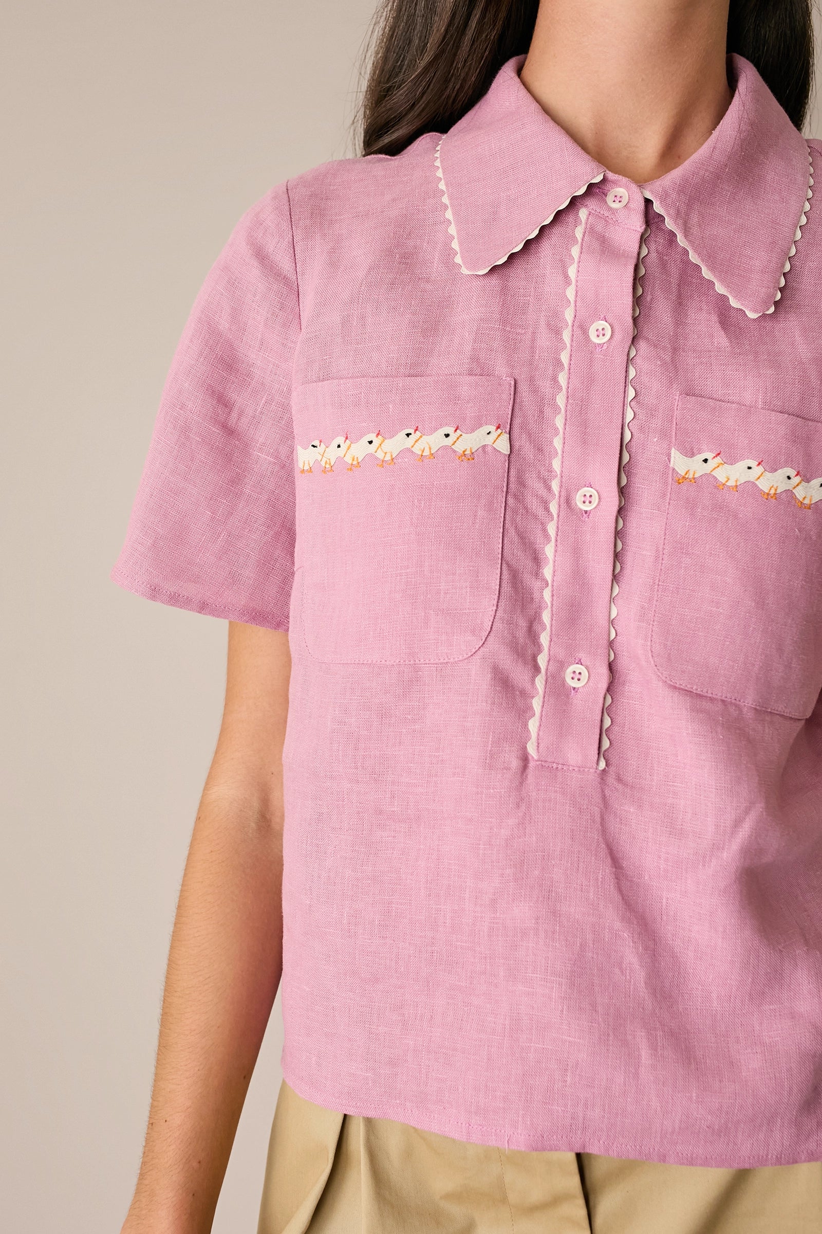 Embroidered chicken polo shirt