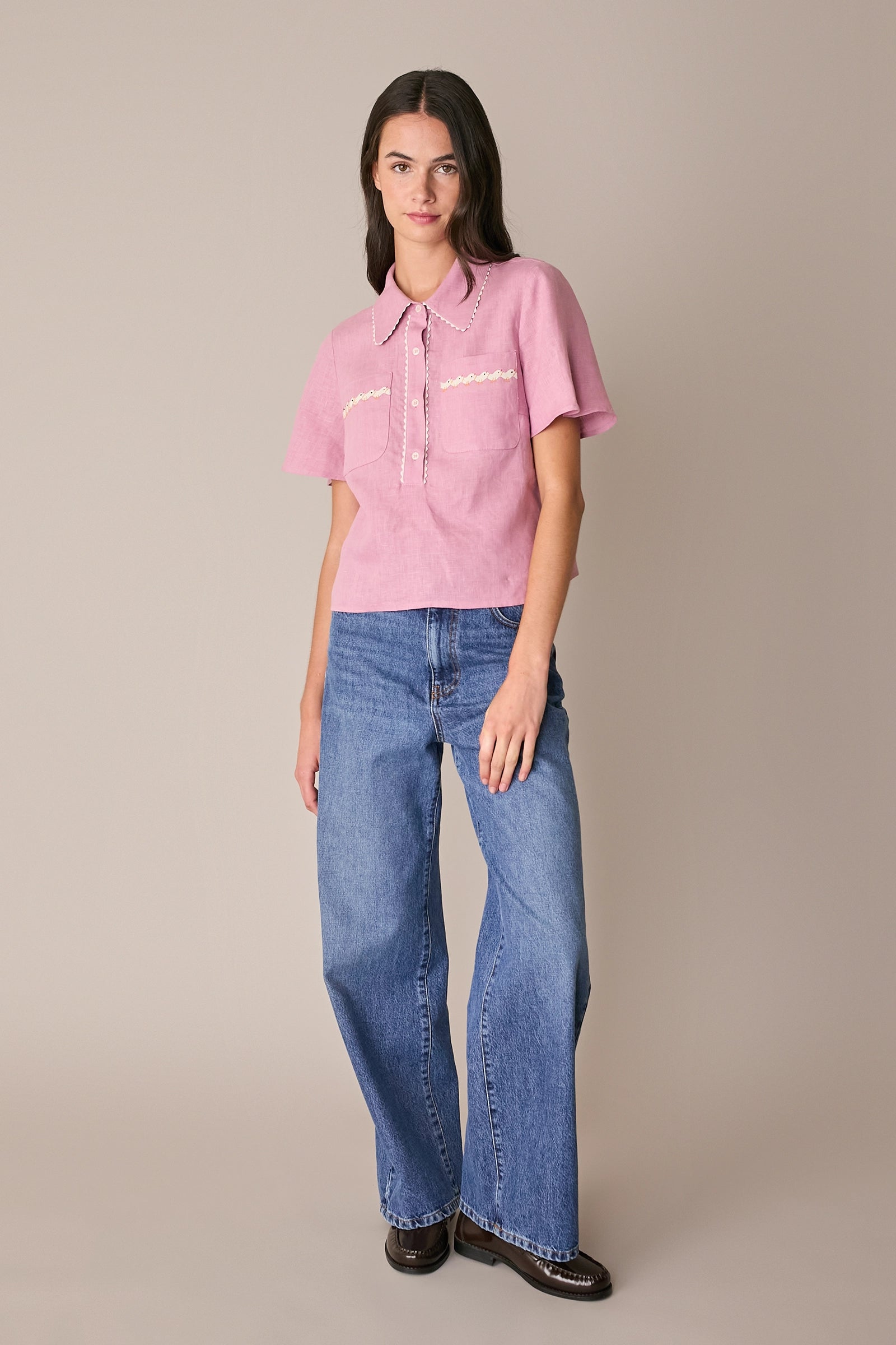 Embroidered chicken polo shirt