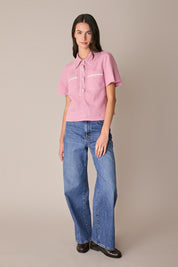 Embroidered chicken polo shirt