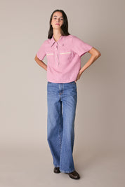 Embroidered chicken polo shirt