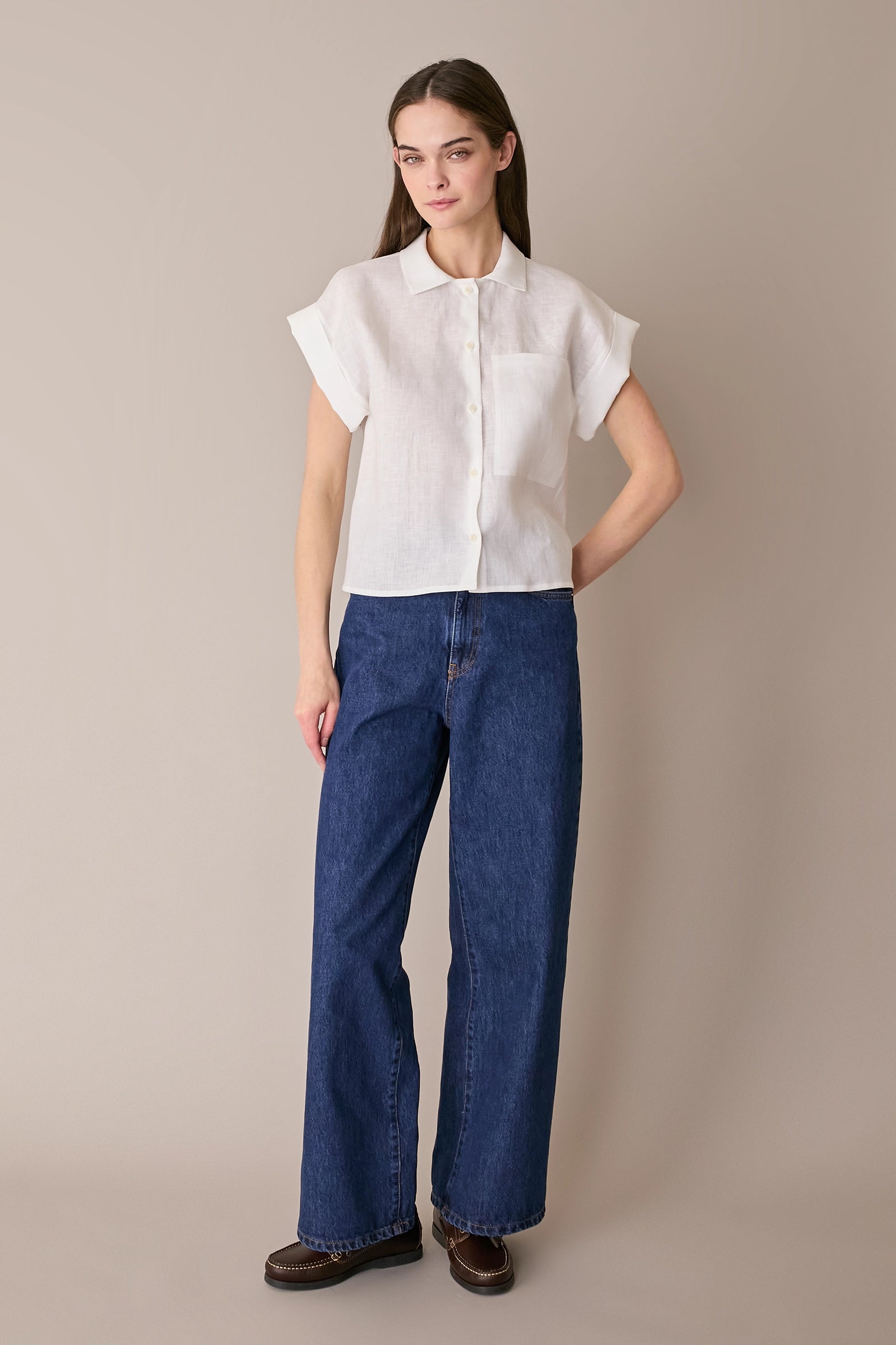 Camicia in lino con taschino