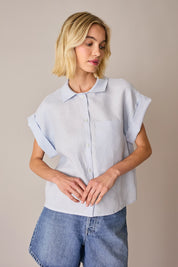 Linen shirt with patch pocket