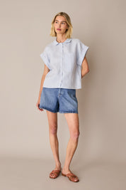 Linen shirt with patch pocket