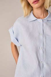 Linen shirt with patch pocket