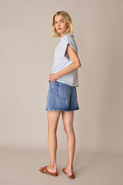 Linen shirt with patch pocket