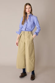 Camicia in cotone stretch con colletto stondato