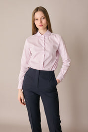 Camicia in cotone stretch con colletto stondato
