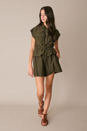 Drawstring cotton shirt