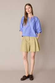Top in cotone con bottoncini rivestiti