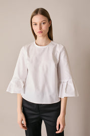 Top in cotone con maniche a campanella