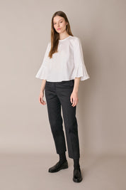 Top in cotone con maniche a campanella