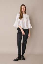 Top in cotone con maniche a campanella