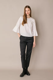 Top in cotone con maniche a campanella