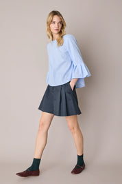 Top in cotone con maniche a campanella