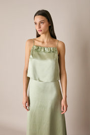 Top in blend di seta con spalline sottili